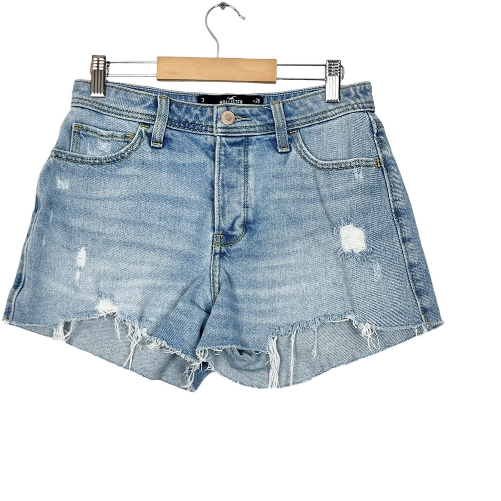 Hollister High Rise Distressed Mom Jean Shorts
